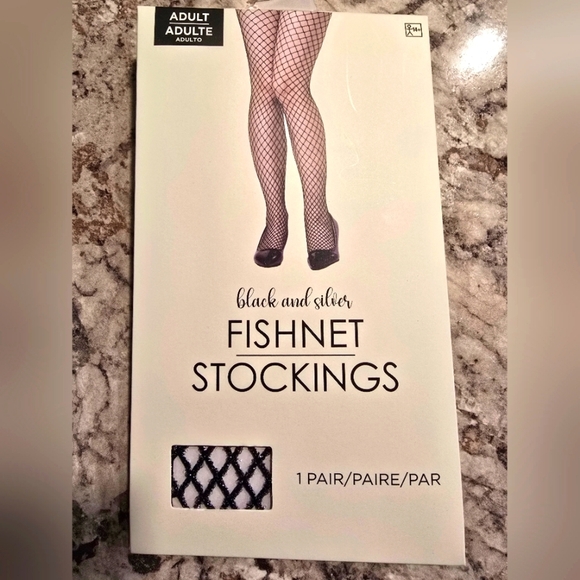 NEW Ladies Black and Silver Fishnet Stockings - Picture 1 of 4